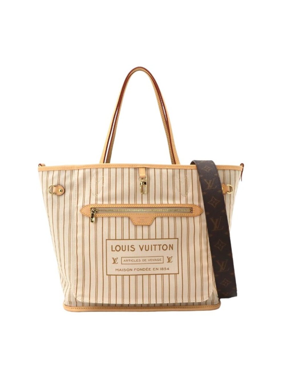 Louis Vuitton Monogram Neverfull Inside Out MM Tote Shoulder Bag Sand